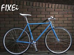 Picture of a blue FIXIe singlespeed bike